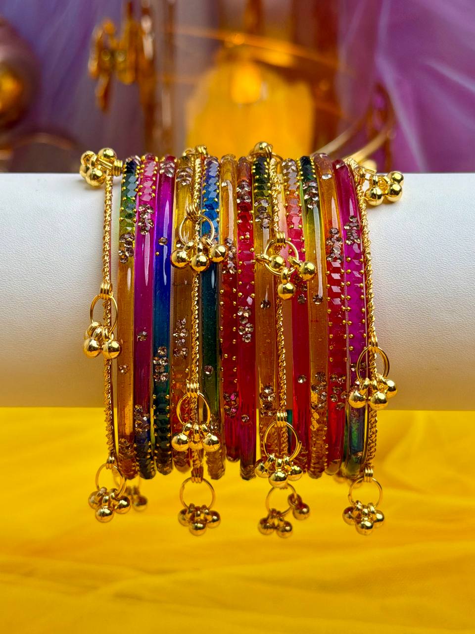 Kashmiri  Multicolor Festival Glow Ghungroo Bangles