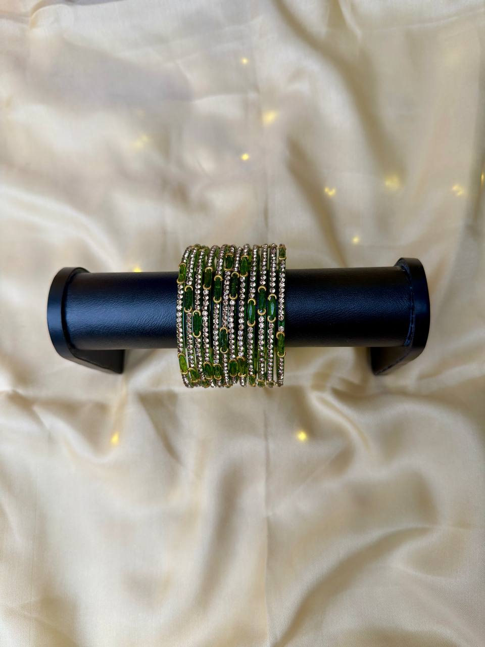 Dadima Kashmiri Emerald Crystal Bangles Set