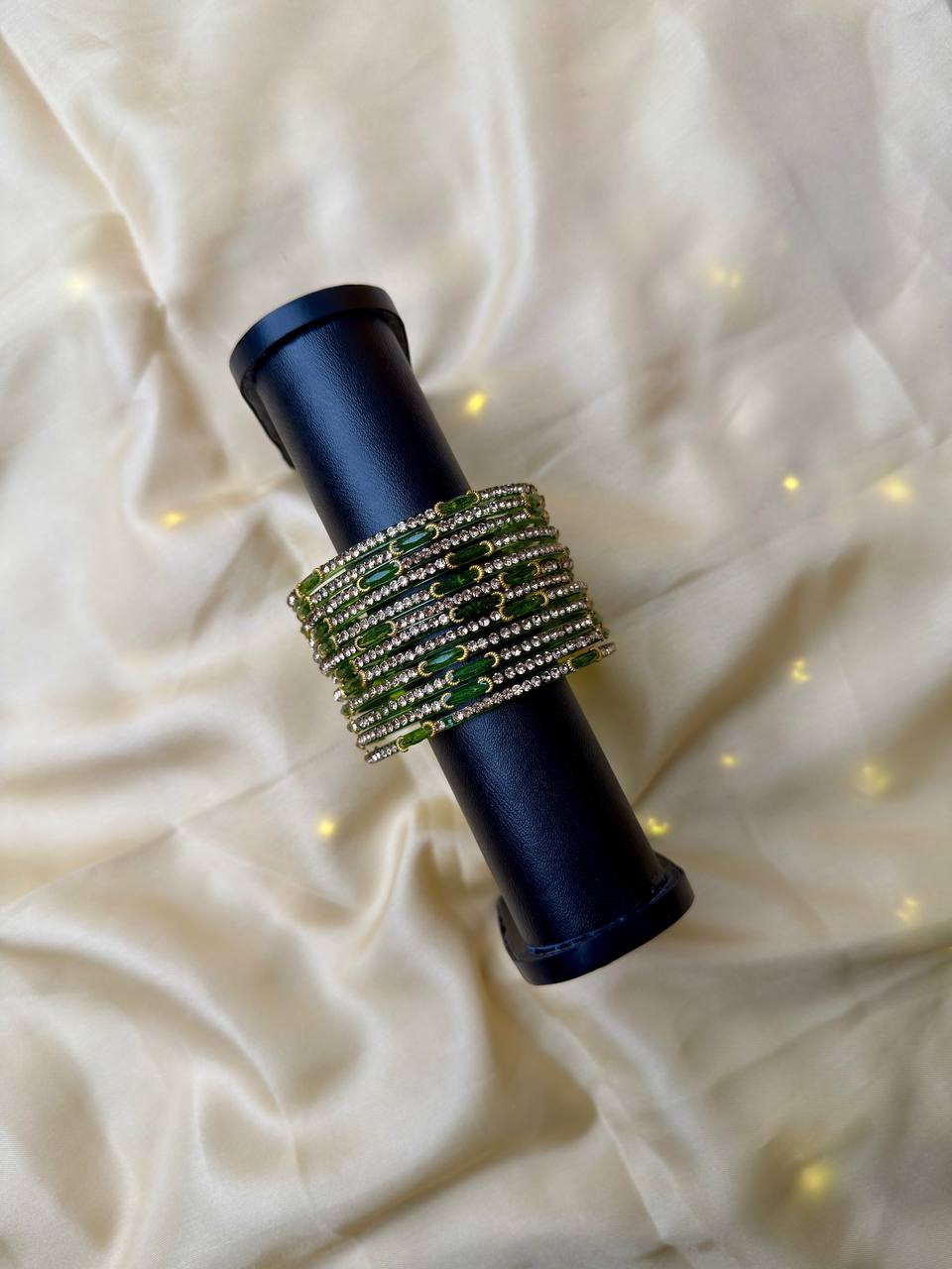 Dadima Kashmiri Emerald Crystal Bangles Set
