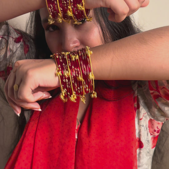 Premium 1-Row Kashmiri Bangle Gift Box – 4 Sets (48 Pcs) Bangles (Box included )