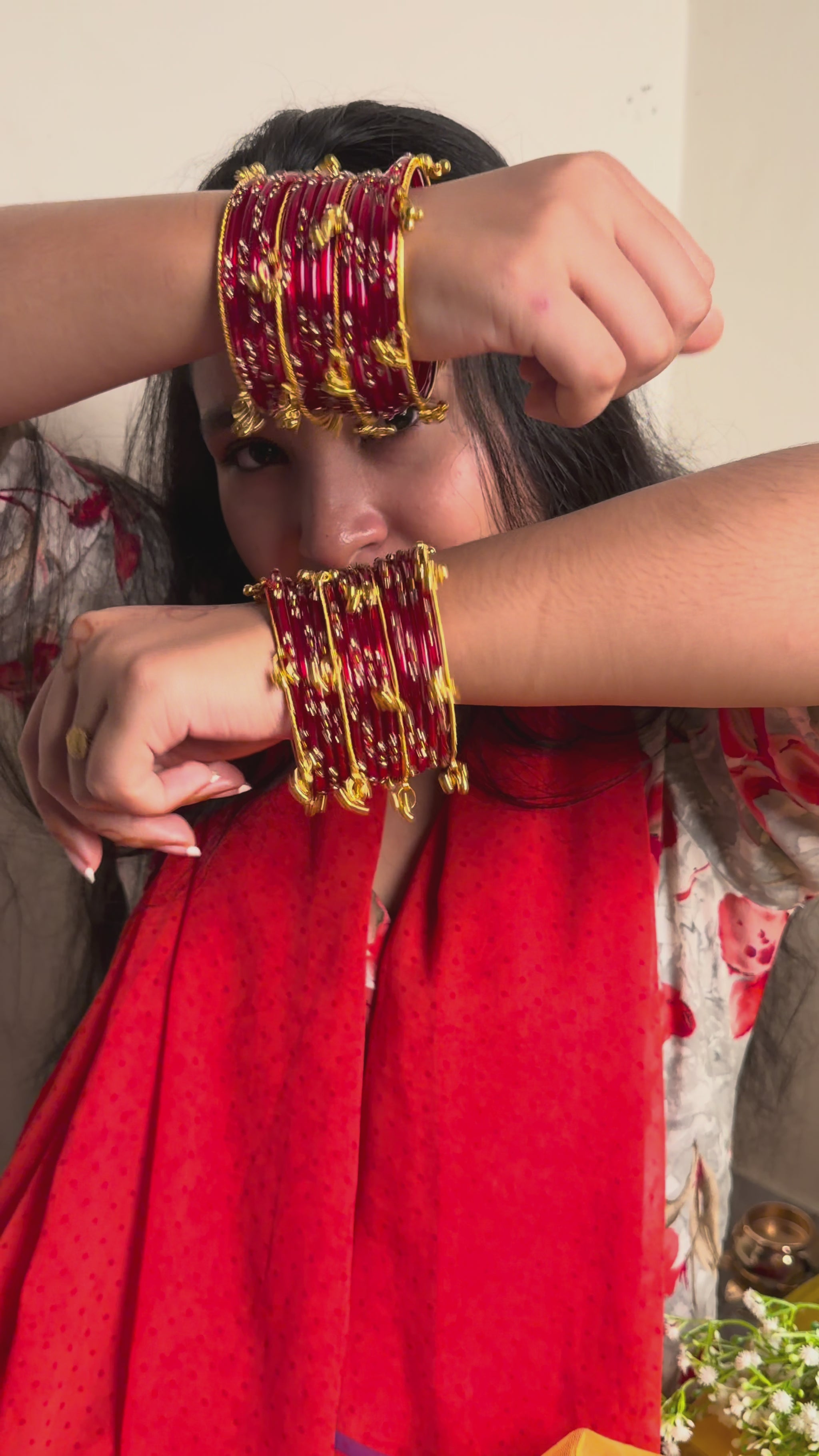 Premium 1-Row Kashmiri Bangle Gift Box – 4 Sets (48 Pcs) Bangles (Box included )