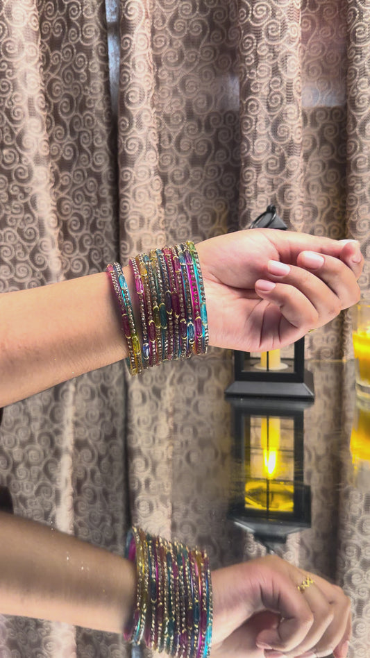Kashmiri  Dadima Jhumka Multi Color Bangles Set
