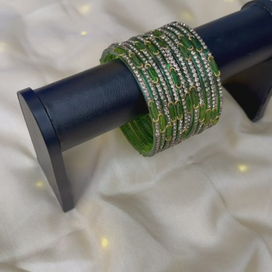 Dadima Kashmiri Emerald Crystal Bangles Set